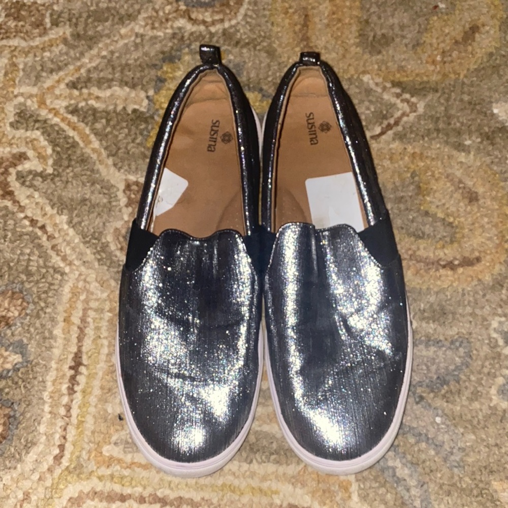 Susana Womens Silver Slip-On Sneaker Size 13
